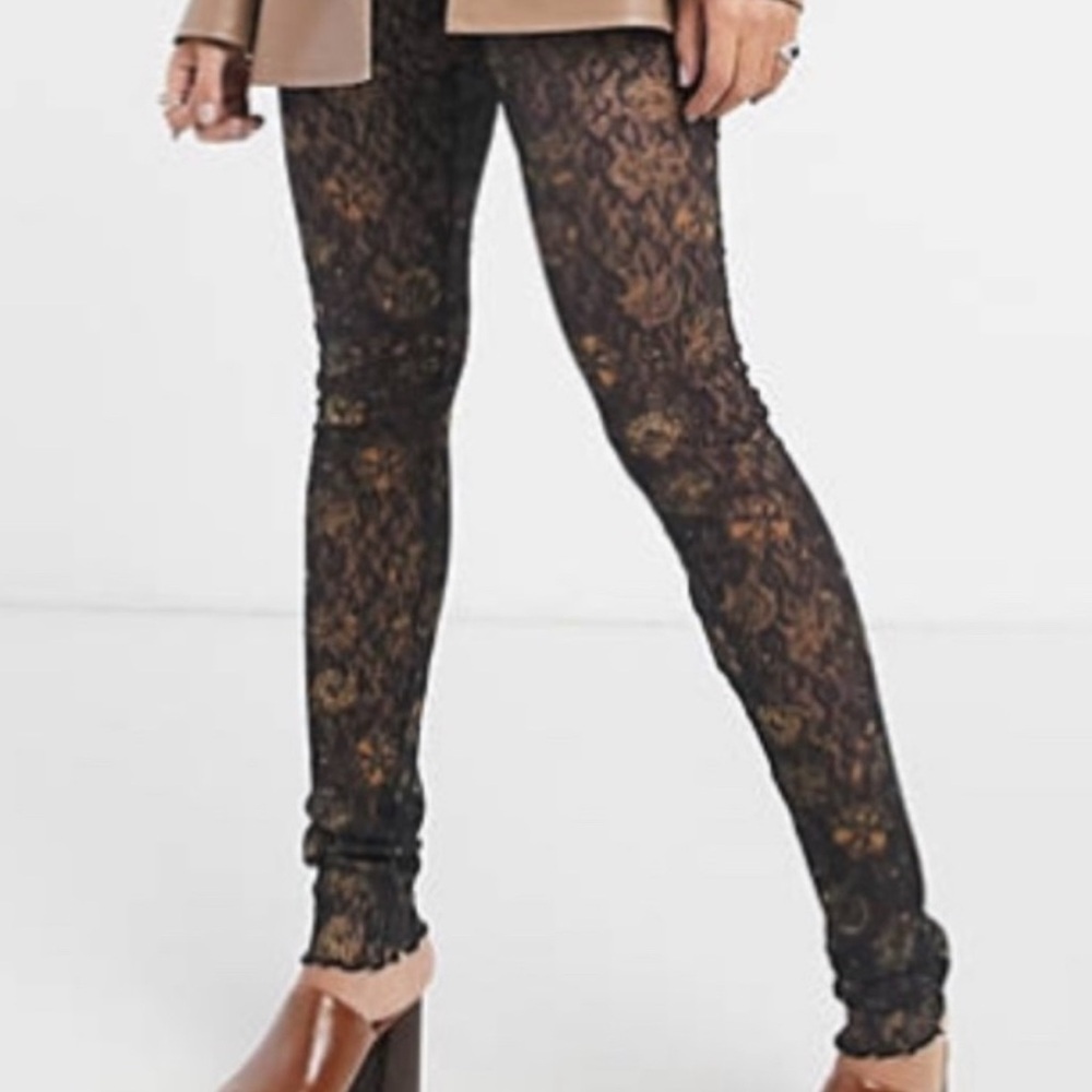 Intimately Free People Black Floral Lace Leggings XS